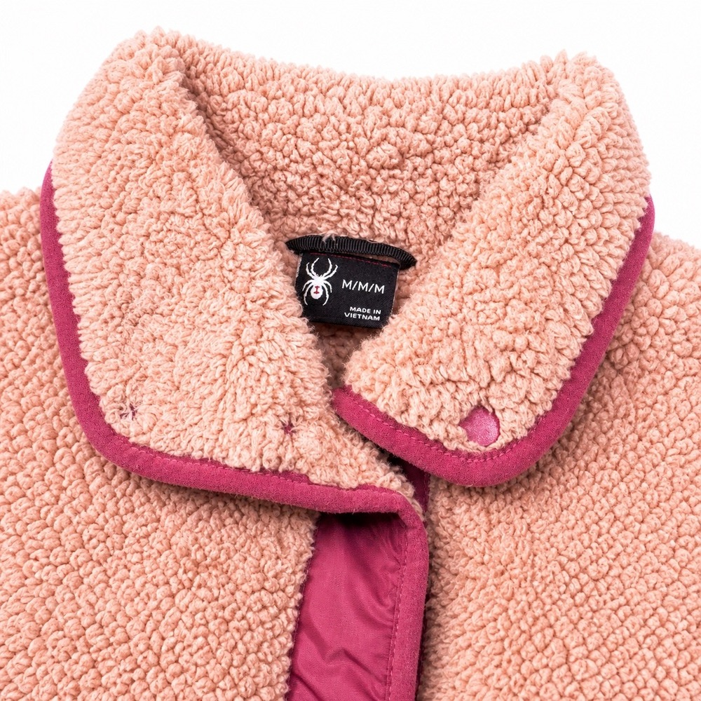 Spyder Pink Sherpa Fleece Pullover Womens Medium Snap Cozy Jacket M - Picture 5 of 7